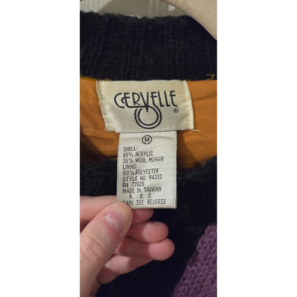 Vintage Cervelle Art Cardigan Sweater M Wool Mohair Abstract Colorblock Grandpa - Picture 2 of 7